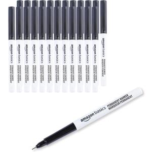 Amazon Basics Ultra Fine Point Permanent Markers, Black, 24-Pack