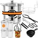 Canning Supplies Kits with 21.5 Qt Canning Pot, 7pcs Mason Jars, Tongs, Stainless Steel Jar Rack, Funnel, Lid Lifter Water Bath Canner Tool Set, Large
