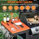 Silicone Grill Mat Compatible with Blackstone, BBQ Griddle Tools Mat with Drip Pad, Spatula Mat for Outdoor Kitchen Counter, Gifts for Men (Orange)