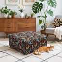 YISUN Ottoman Cover Square, Stretch Printed Ottoman Slipcover Square, Thick Storage Ottoman Covers Washable Footrest Stool Cover Protector with Nonslip Elastic Bottom