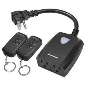 DEWENWILS Wireless Remote Control Outdoor Outlet with 2 Remotes, Electrical Plug-in Light Switch, Weatherproof, 15 AMP Heavy Duty, 100 FT Range, for Lights, Lamp, Fans, ETL Listed