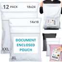 Shipping Bags (12 Pack) with Label Pouch - 14x18 & 18x24 - Poly Mailers for Clothes, Self-Seal Plastic Mailing Envelopes - Tear & Water-Resistant Packaging Bags for Clothing, Not Padded (White)