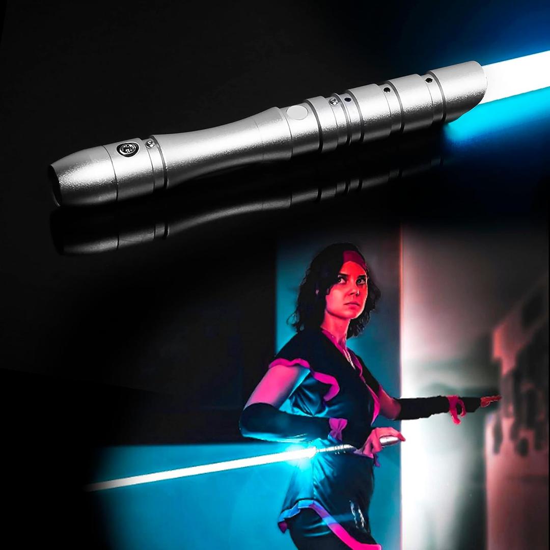 Dueling Lightsaber for Adults,Metal Hilt,Replaceable Blade FX Light Saber,4 Modes Sounds, Swing, Blaster, Rechargeable,38.2 Inch Full Size Lightsaber, Kids, Cosplay, Brithday Gift (Iceblue)