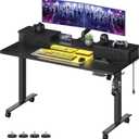 VASAGLE Electric Standing Desk with Drawers, 55.1 x 23.6 Inches, Sit Stand Desk with Power Outlet and LED Lights, Adjustable Height, Storage Shelf, 3 Memory Buttons, for Home Office, Ink Black