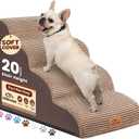 Dog Ramp and Stair for Bed 16" H-20 H,3-Step Cat Stair for Sofa and Chair,4-Step Dog Ramp for High Bed and Window, Durable Nonslip Fabric Cover for Indoor (Coffee-20 H, Pet Friendly, 4)