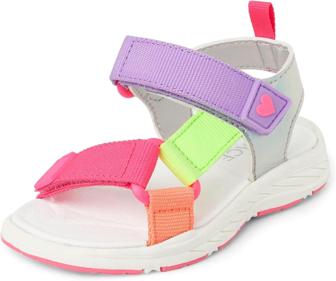 The Children's Place Girl's Baby Toddler Sporty Sandals with Adjustable Straps
 Size 4 Multi Color