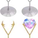 FREEBLOSS 4 Pcs Crystal Display Stand Metal Crystal Holder Easels Heart Shape Stands Holders for Stones Gemstone Sphere Pot Plant Home Decor, Gold and Silver