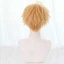 Denji Wig Blonde Anime Wig Short Blonde Mens Hair Denji Cosplay Hair with Necklace Heat Resistant Synthetic for Costume Halloween Party