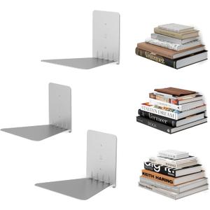 Umbra Conceal Floating Bookshelf, Large, Silver, Set of 3