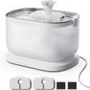 PETLIBRO Cat Water Fountain, Cat Fountain Indoor Stainless Steel Tray, 2.5L/84oz Wireless Pump Pet Water Fountain, Cat Water Dispenser with Two Flow Modes, Pet Fountain for Drinking Easy Clean (White)