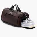 TOPDesign Gym Bag for Women & Men, Unisex Duffel Bag with Shoe Compartment & Wet Pocket for Travel Sports Gym (M Brown)