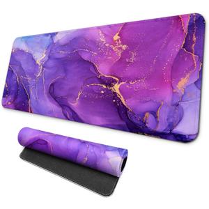MAY FLOWER Gaming Mouse pad, Large Laptop Mousepad, Full Keyboard Mat, Long Computer Mouse Mat for Home and Office, Anti-Slip Rubber Base, 31.5 x 11.8 Inches (Purple Marble)