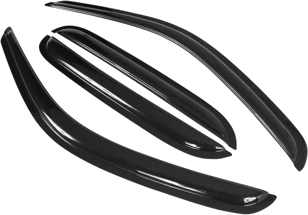 Window Visor Compatible with 2001-2004 Toyota Tacoma Crew Cab, Slim Style Acrylic Smoke Tinted 4PCS Sun Rain Shade Guard Wind Vent Air Deflector by IKON MOTORSPORTS, 2002 2003 2004