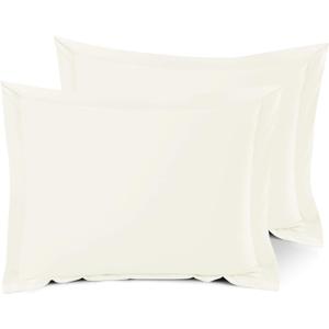 Nestl Soft Pillow Shams Set of 2 - Double Brushed Microfiber Pillow Covers - Hotel Style Premium Bed Pillow Cases, with 1.5 Decorative Flange, Standard 20"x26" - Off White