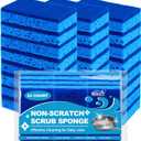 HOMEXCEL Sponges Kitchen 24pcs, Non-Scratch Scrub Dish Sponge Safe on Non-Stick Cookware, Dual Sided Cleaning Sponges for Kitchen, Household, Bathroom and More (Blue-rectangle)