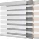 Joydeco Cordless Zebra Blinds (Pro), Dual Layer Light Control Zebra Blinds for Windows, Light-Proof Aluminum Cover, Free-Stop Roller Shades for Home & Office (White,33" W x 75" H)