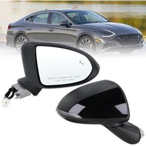 Lqito Right Passenger Side Mirror Compatible With 2020 2021 2022 Hyundai Sonata With Manual Folding Power Glass Turn Signal Heated Blind Spot Black Replace#87620L0040(8Pins)