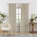 DUALIFE Natural Blackout Pinch Pleated Curtains for Bedroom 95 Inch Length, Linen Blended Farmhouse 100% Blackout Thermal Insulated Back Tab Drapes with Hooks for Track System 2 Panels-W50xL95