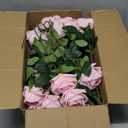 50 PCS Fake Pink Roses, Artificial Flowers Bulk Realistic Silk Faux Rose with Stems for Wedding Decoration Bridal Bouquet Birthday Celebrations DIY Floral Arrangement Home Decor