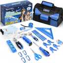 32-Piece Kids Real Tool Set, Blue Kids Size with 12 Storage Bag, Safety Certified Children Learning Hand Tools for Boys and Girls Age 6+, DIY, Construction, Woodwork, Christmas Birthday Gift