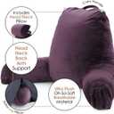 Nestl Reading Pillow with Shredded Memory Foam Includes 2 Neck and Lumber Support Pillows, Designed for Sitting Up in Bed and Couch, Back and Arms Adjustable Support for Adult & Teens, Purple, Large 22"