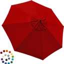 EliteShade USA 9FT Patio Umbrella Replacement Covers 8 Ribs Market Umbrella Canopy Cover (CANOPY ONLY) (Red)
