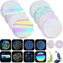 200 Pcs Badge Protective Film 35mm (1.38 in), 8 Styles of Holographic Glitter, Badge Film for 1 Inch 25mm Button Maker Machine, 25mm Button Making Supplies