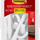 Command Large Utility Hook Mega Pack, White, 14-Hooks, 16-Strips, Organize Damage-Free