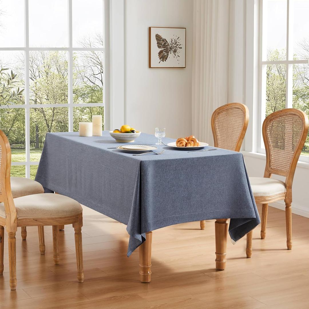 ZeeMart Basic Linen Textured Table Cloth, 60 x 120 Inch Navy Blue, Farmhouse Style Dark Blue Rectangle Tablecloth, Wrinkle Resistant Washable Heavy Weight TableCloths