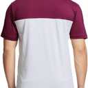 Rouen Polo Shirts for Men Quick Dry Regular Fit Casual Color Block Chest Print Active Short Sleeve Collared Mens Golf Shirt (S)