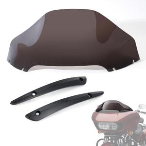 13" Motorcycle Windscreen+ 2PCS Windshield Side Trim, Compatible for Harley Dual Light Glide for Road Glide FLTR FLTRX 2015- 2023, Special FLTRXS 2015-2020 (Dark Smoke)