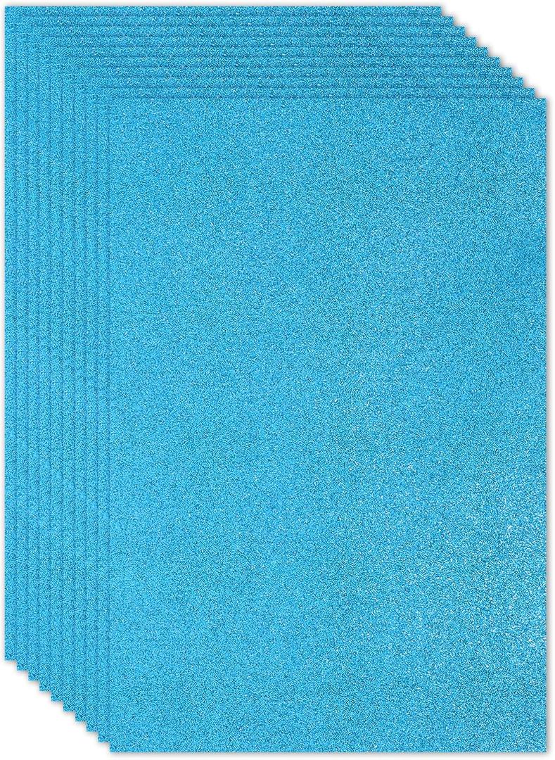 PATIKIL 10 Sheets 2mm Glitter Foam Sheet, 16" x 12" Light Blue Sparkle EVA Paper