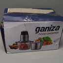 GANIZA Food Processors, Electric Food Chopper with Meat Grinder & Vegetable Chopper - 2 Bowls (8 Cup+8 Cup) with Powerful 450W Copper Motor - Includes 2 Sets of Bi-Level Blades for Fruits/Meat/Nuts (Black)