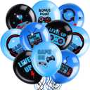 Aoriher 36 Pcs Video Game Balloons, 12 Inch Gaming Black Latex Theme Balloons Decorations for Teens Game Night Level Up Player Birthday Party Supplies(Blue)