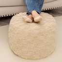 Round Pouf Ottoman Boho Poof Home Decor Floor Pouffe Ottoman Foot Rest for Couch Sofa Bean Bag Chairs Living Room Bedroom 20" x 20" x 14"Inches (Light Brown)