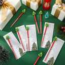 50 Sets Christmas Pencils Bulk Include Christmas Candy Cane Pencil with Xmas Tree Eraser Toppers The Legend of and The Xmas Tree Cards for Holiday Party Favor