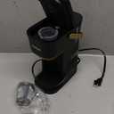 Single Serve One Cup Coffee Maker, for K Cups and Grounds, Mini Coffee Maker with Portable Handle, 6 to 12 Oz Brew Size, for Travel, Camping, Office, RV and Dorm, 120V, Black and Gold