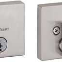 Kwikset Downtown Deadbolt Lock, Satin Nickel Square Exterior Keyed Front Entry Door, Pick Resistant SmartKey Rekey Security, Single Cylinder Dead Bolt, with Microban Protection