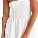 Tube Top Dress for Women Summer Solid Strapless Mini Dresses, Off The Shoudle Ruffle Beach Dress L