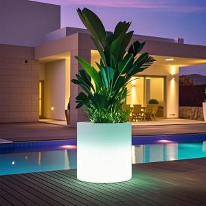 Mr.Go 16-inch LED Flower Pot Light w/Remote, RGB Color Changing Colorful Cylinder Flowerpot, Rechargeable Lighted Planter & Ice Bucket for Home Decor, Garden, Party, Wedding, Gifts