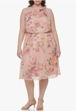 Jessica Howard Women's Fit and Flare Midi Dress with Tie Neck in Chiffon Lurex, Size 8