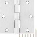 Square Door Hinges Satin Nickel 3.5" x 3.5 Inch Brushed Nickel Door Hinges,3 1/2" Interior Door Hinge Square Corners 3 ½" Silver Iron Residential Hinges for Doors Bedroom Security Hardware 12 Pack