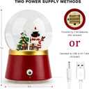 Christmas Snow Globe Lantern Water Glittering Snowman Crown with Music & Timer, USB Lined/Battery Operated Lighted Water Lantern for Christmas Festival Decoration Gifts