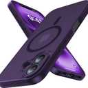 Magnetic for iPhone 16 Case,Upgraded [Full Camera Protection][Compatible with Magsafe][Mil-Grade Protection] Shockproof Slim Anti-Yellow Translucent Matte Phone Case for iPhone 16,Deep Purple