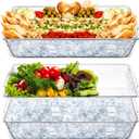 Baderke 2 Set 16" x 9" Chilled Serving Tray with Compartments, Clear