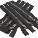 4# 17.8 cm Metal Zipper Black 7 inch Jeans Zipper Close End Antique Brass Y-Teeth Zippers for Sewing Bag Pocket,6pcs Leelayer