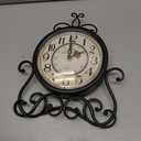 HZDHCLH Vintage Table Clocks for Living Room Bedroom Decor, Silent Decorative Farmhouse Shelf Clock Battery Operated, Small Rustic Mantel Clock with Roman Numerals (Black,11 inch)