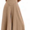 Cicy Bell Womens Casual Wide Leg Jumpsuits Summer Spaghetti Strap Sleeveless Cut Out Loose Long Pant Rompers with Pockets (Beige, L)