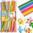 MAQIHAN 100 Long Balloons for Balloon Animals - 260 Long Skinny Balloons for Tying Balloon Arch Assorted Colors Globos Largos Clown Latex Twisting Birthday Wedding Carnivals Party Decoration (Multi)