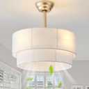 20" Boho Fandelier Ceiling Fans with Lights, Fabric Chandelier Ceiling Fan with Light Remote Control, Caged with 6 Speeds for Living Room, Bedroom, Nursery.